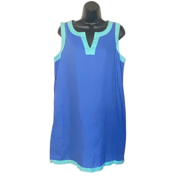 Sigrid Olsen 100% Linen Sky Blue Aqua Green Shift Mini Dress Sz M - Picture 7 of 7